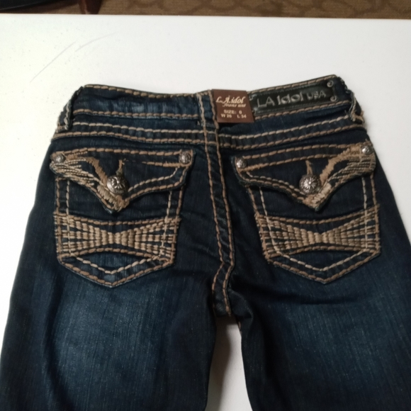 La Idol Jeans Women's Size W26 / L34 Cotton Denim Blue Mid-Rise Stretchy Jeans - Picture 4 of 5